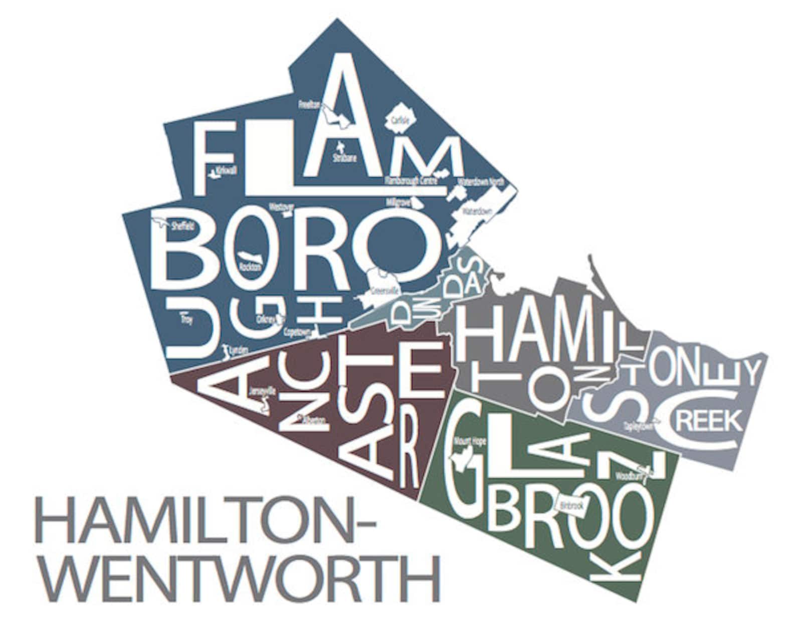 Typographic Map of Flamborough Ontario Municipality Map Etsy