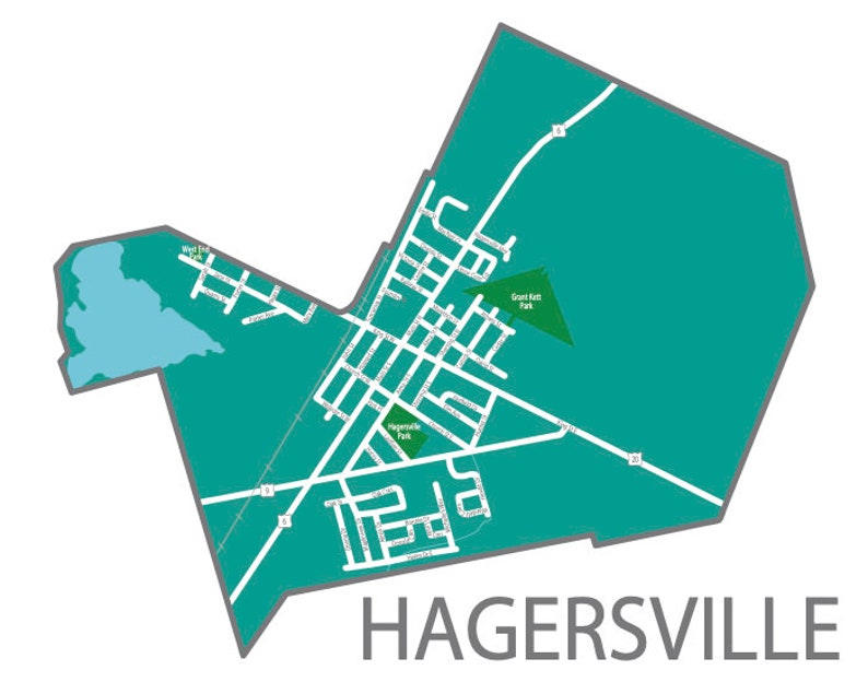 Typographic Map of Hagersville Ontario Haldimand County Etsy