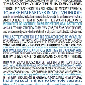 Modern Hippocratic Oath Print Doctor Oath Print Perfect Doctor Gift Medical School Graduation Gift Custom Poster Personalized Art image 3