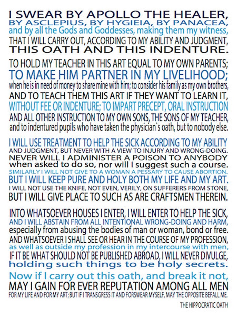 Modern Hippocratic Oath Print Doctor Oath Print Perfect Doctor Gift Medical School Graduation Gift Custom Poster Personalized Art image 3