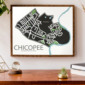 Carte typographique du quartier Chicopee de Kitchener, Ontario | carte de quartier | | d’impression de cartes modernes Affiche de carte personnalisée