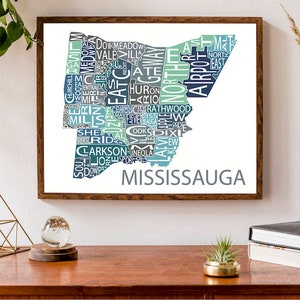Carte typographique de Mississauga | Carte du quartier | Impression du plan de la ville | Carte de la ville de l'Ontario | Peler | Poster de carte personnalisée | Illustration de carte personnalisée