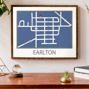Carte typographique de l'| d’Earlton, en Ontario | du canton d’Armstrong  | du district de Témêkaming Carte de la ville d’accueil | | d’affiche de carte personnalisée Impression de carte personnalisée