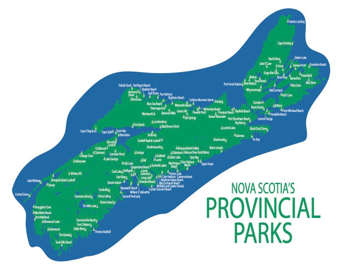 Ns Provincial Parks Map Typographic Map Of Provincial Parks In Nova Scotia Nova | Etsy