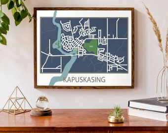 Typographic Map of Kapuskasing, Ontario  | Cochrane District | City Map Print | Canada Map | Custom Map Poster | Personalized Map Print