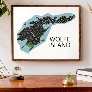 Typografische Karte von Wolfe Island, Ontario, Kanada | Tausend Inseln | Kingston | Kanada Karte | Personalisierter Kartendruck | Personalisierte Karte Kunst