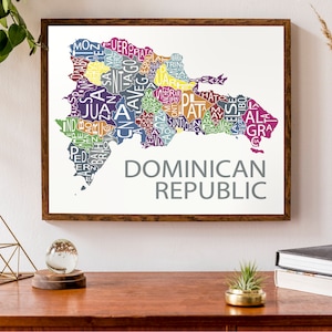 Carte typographique de la République dominicaine | República Dominicana Carte | | de l’île Hispaniola Carte des Caraïbes | | d’affiche de carte personnalisée Personnalisé