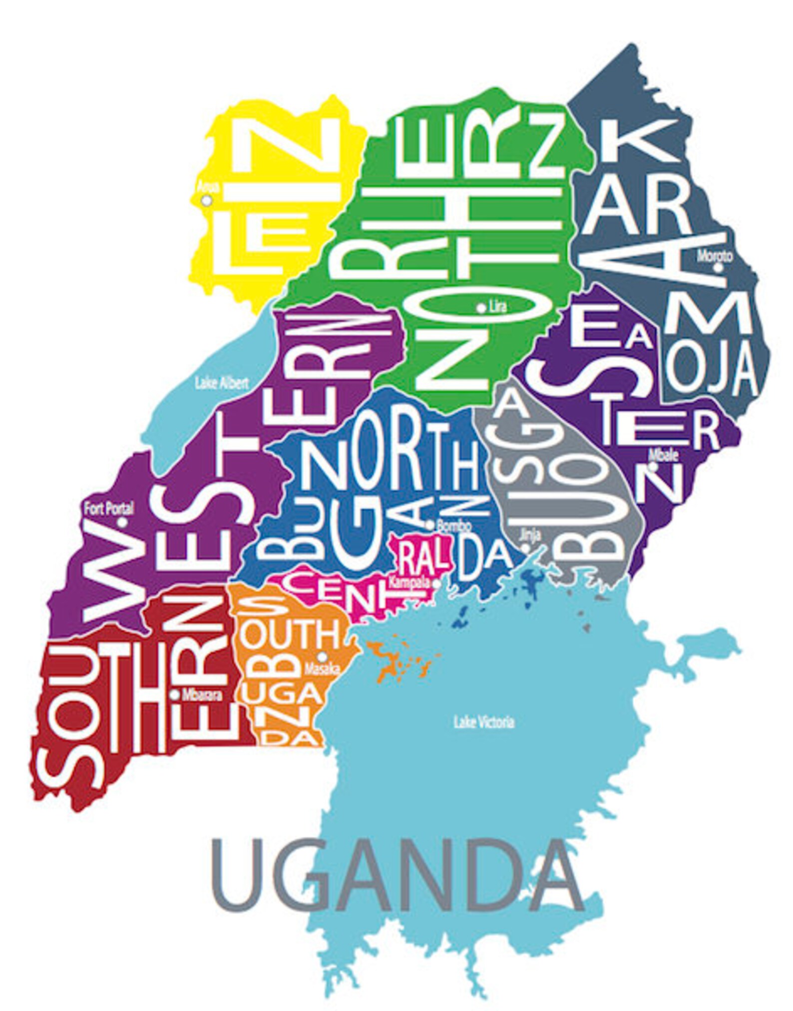 Typografische Karte von Uganda Republik Uganda Karte ...