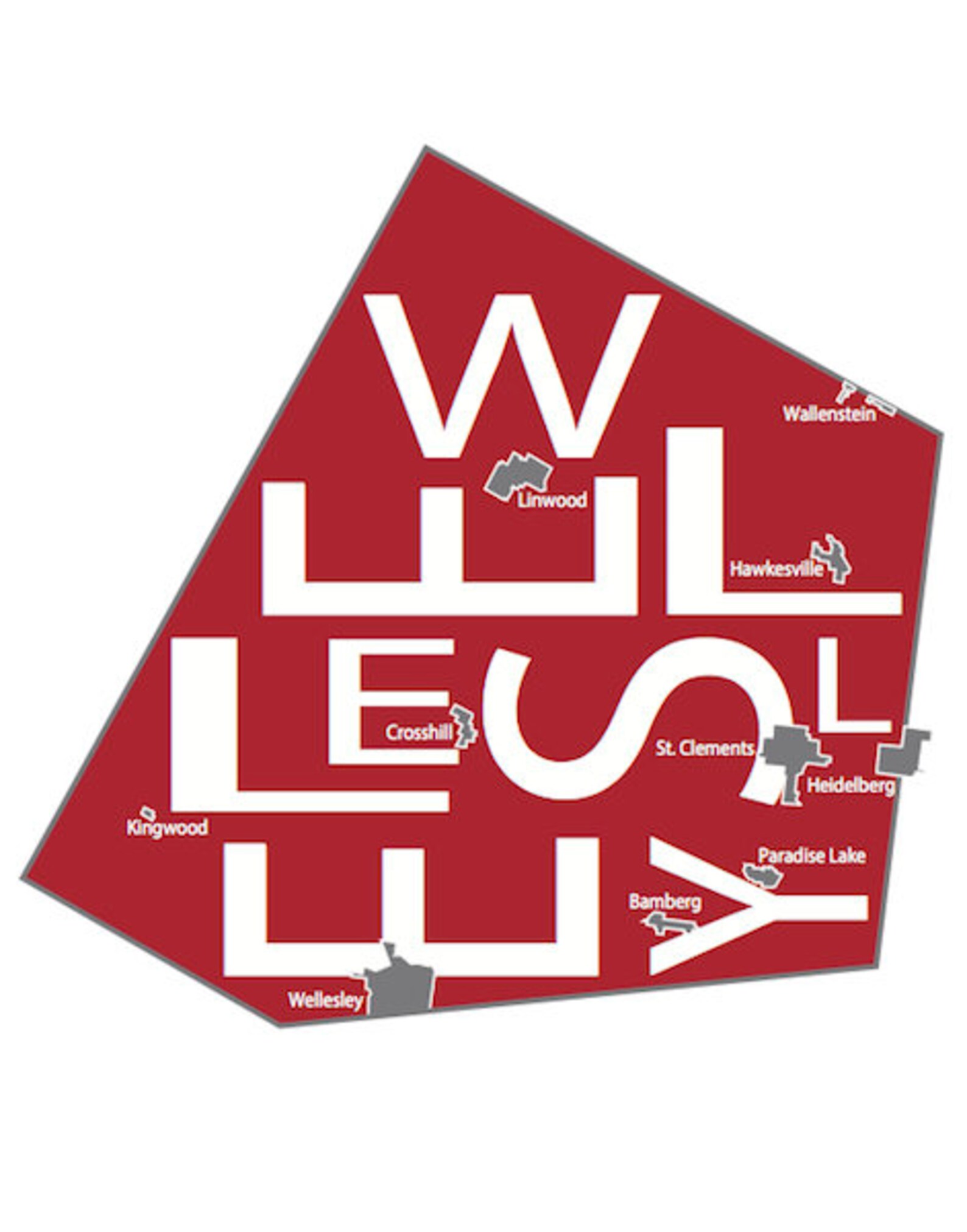 Typographic Map of Woolwich Township Region of Waterloo Etsy