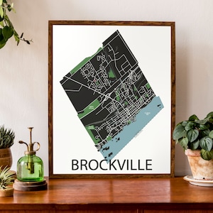 Carte typographique de Brockville, Ontario | Carte de la ville d’Elizabethtown Imprimer | Carte des Mille-Îles | | Canada | d’affiche de carte personnalisée Carte personnalisée