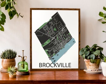 Typographic Map of Brockville, Ontario | Elizabethtown City Map Print | Thousand Islands Map | Canada | Custom Map Poster | Personalized Map