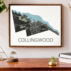 Carte typographique de l'| de Collingwood Affiche de la carte de l’Ontario | Carte de la ville Imprimer | carte canadienne | | d’affiche de carte personnalisée Impression de carte personnalisée