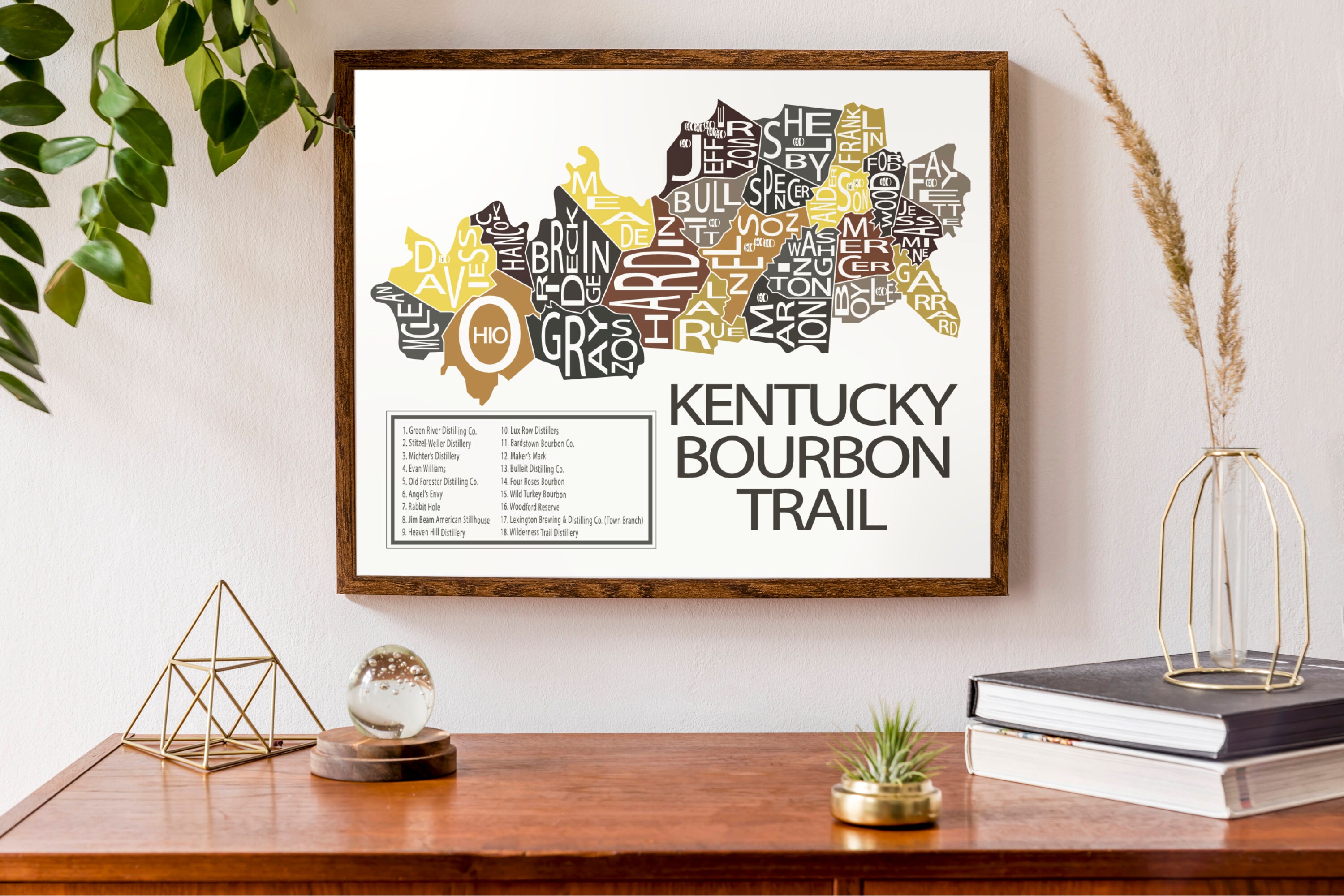 Typographic Map of the Kentucky Bourbon Trail USA Map Print - Etsy UK