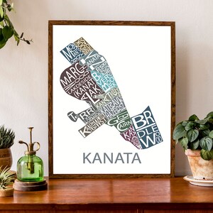 Carte typographique de Kanata, Ontario | Carte de la région d'Ottawa | Impression de quartier | Impression du plan de la ville | Poster de carte personnalisée | Illustration de carte personnalisée