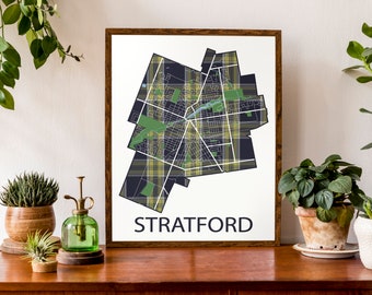 Typographic Map of Stratford | Street Level Stratford Map | City Map Print | Ontario City Poster | Custom Map Poster | Personalized Map Art