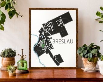 Typographic Map of Breslau, Ontario | Waterloo Region Town Map Print | City Map Print | YKF Airport | Custom Map Poster | Personalized Art