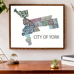 Stad York in Toronto Kaart | Buurtkaart kunst | Stadsplattegrond afdrukken | Stadsplattegrond van Ontario | Aangepaste kaartposter | Gepersonaliseerde kaartkunst