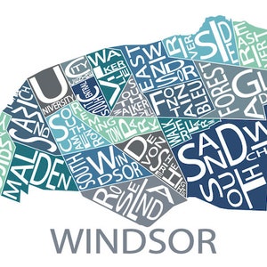 Typographic Map of Windsor, Ontario | Canadian City Map Print ...