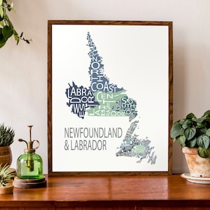Carte typographique de Terre-Neuve-et-Labrador, Canada | Carte provinciale | carte canadienne | | d’affiche de carte personnalisée Impression de carte personnalisée