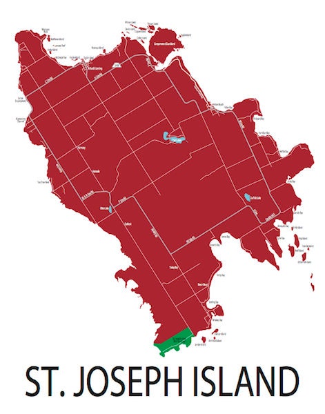 Map Of St Joseph Island Typographic Map Of St. Joseph Island Ontario Canada | Etsy