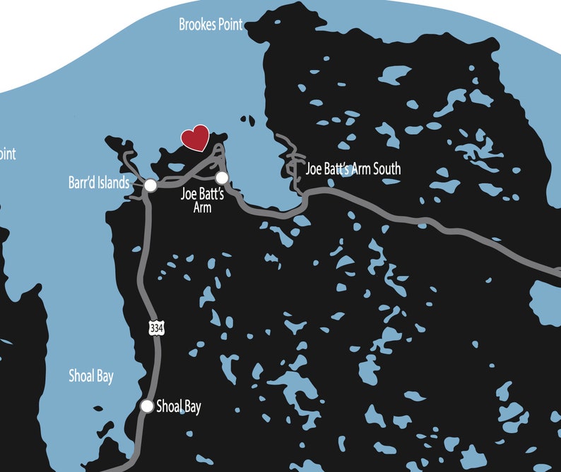 Typographic Map of Fogo Island Newfoundland Atlantic Ocean Etsy Canada