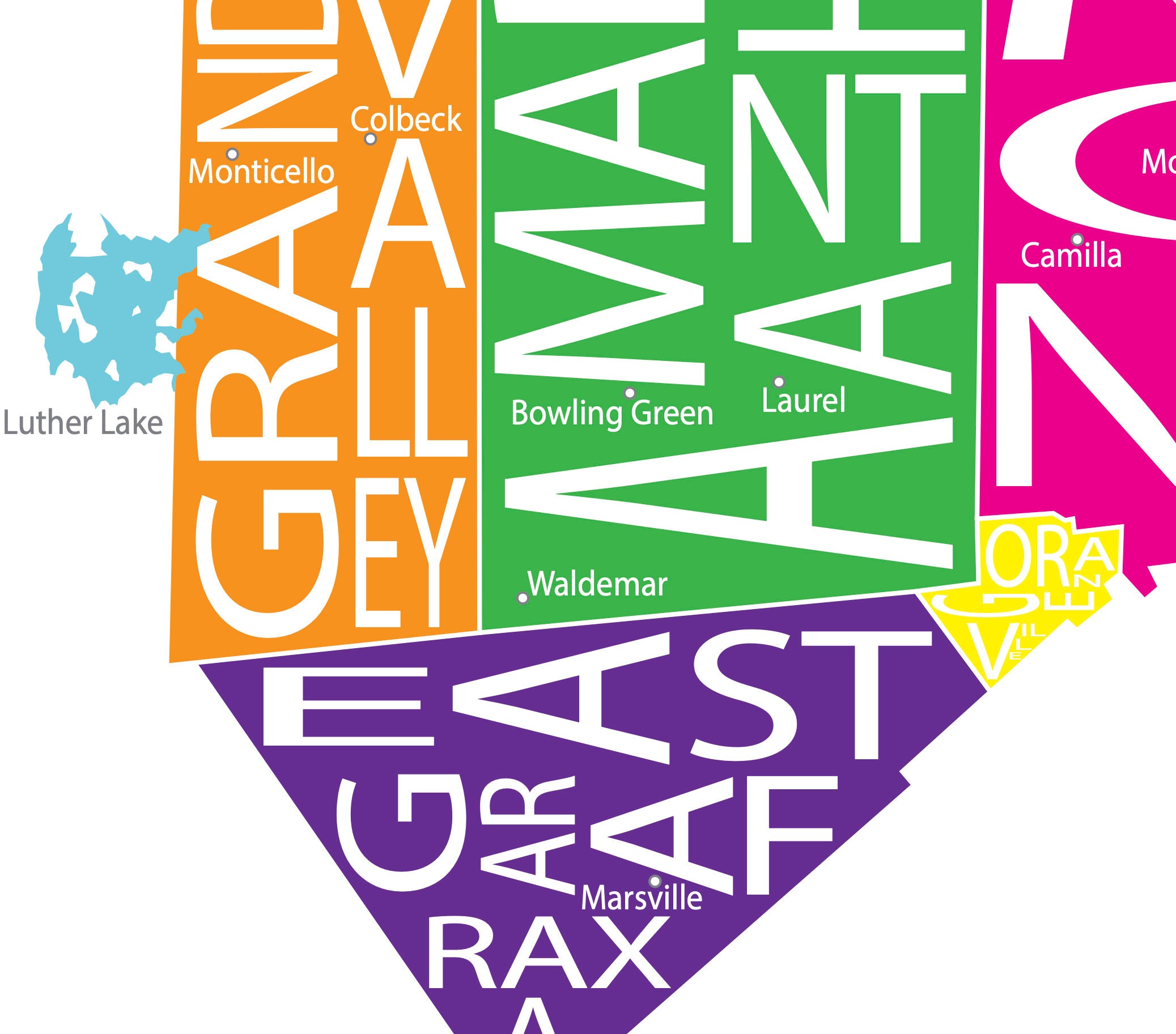 Typographic Map of Dufferin County Ontario County Map Print Etsy Sweden