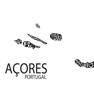 Typographic Map of Azores Islands, Portugal Portuguese Republic Map Print São Miguel Terceira São Jorge Faial Custom Art Poster image 3
