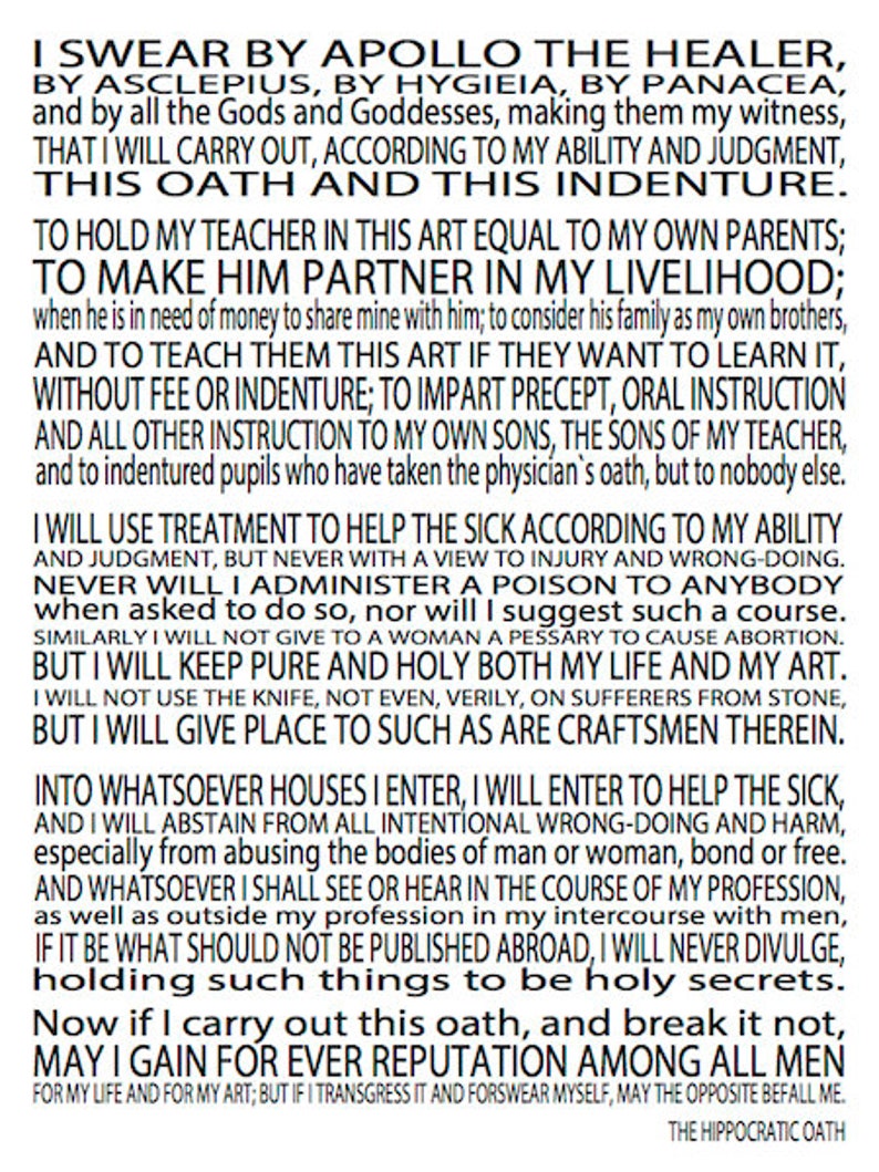 Modern Hippocratic Oath Print Doctor Oath Print Perfect Doctor Gift Medical School Graduation Gift Custom Poster Personalized Art image 4