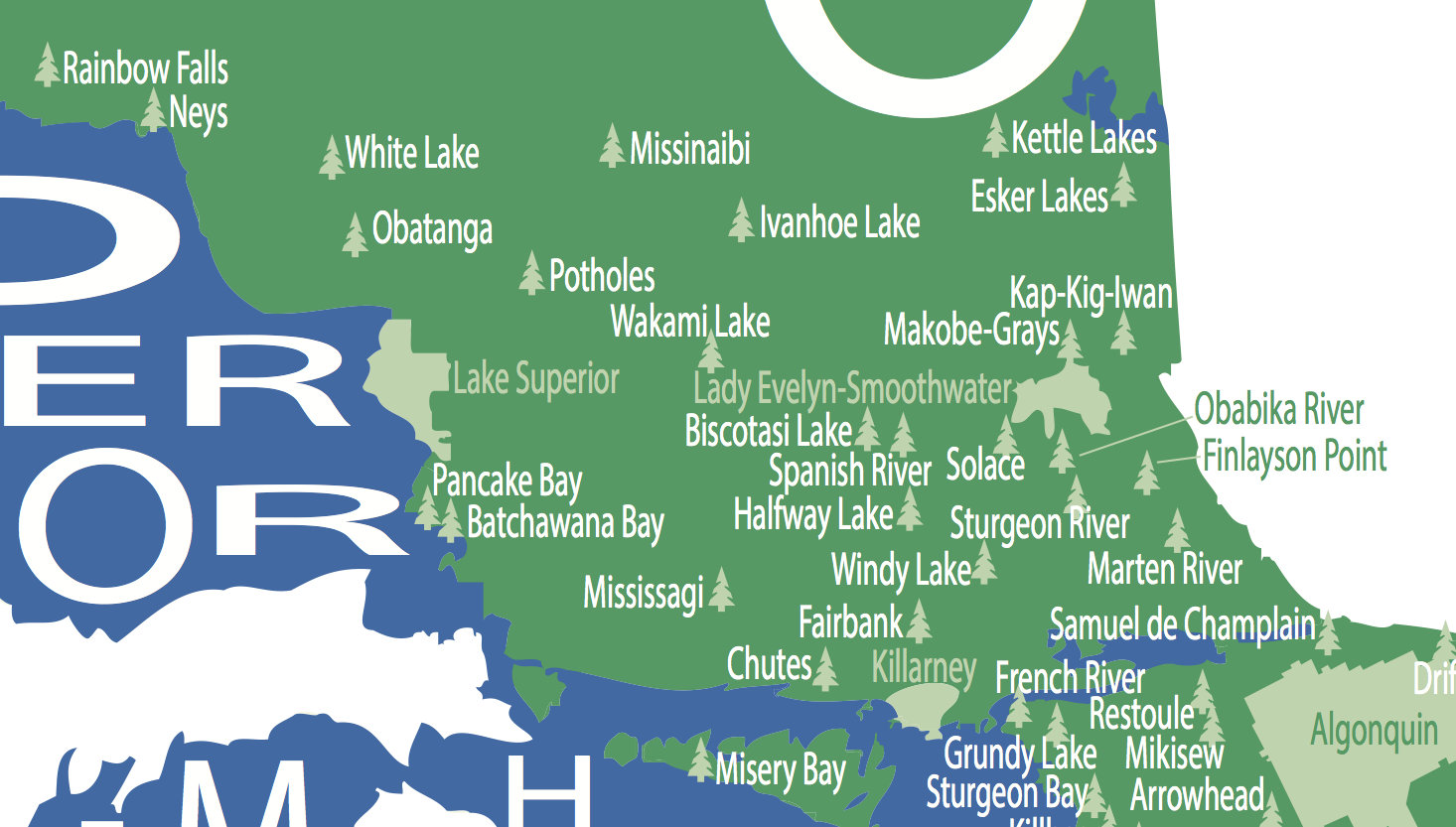 Typographic Map of Provincial Parks in Ontario Ontario Parks Etsy Canada