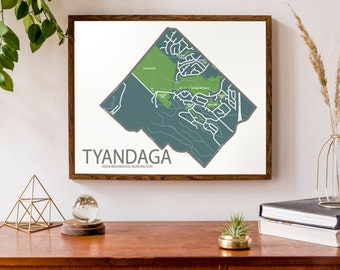 Typographic Map of Tyandaga Neighbourhood in Burlington | Neighbourhood Map | Modern Map Print | Custom Map Poster | Personalized Map Art