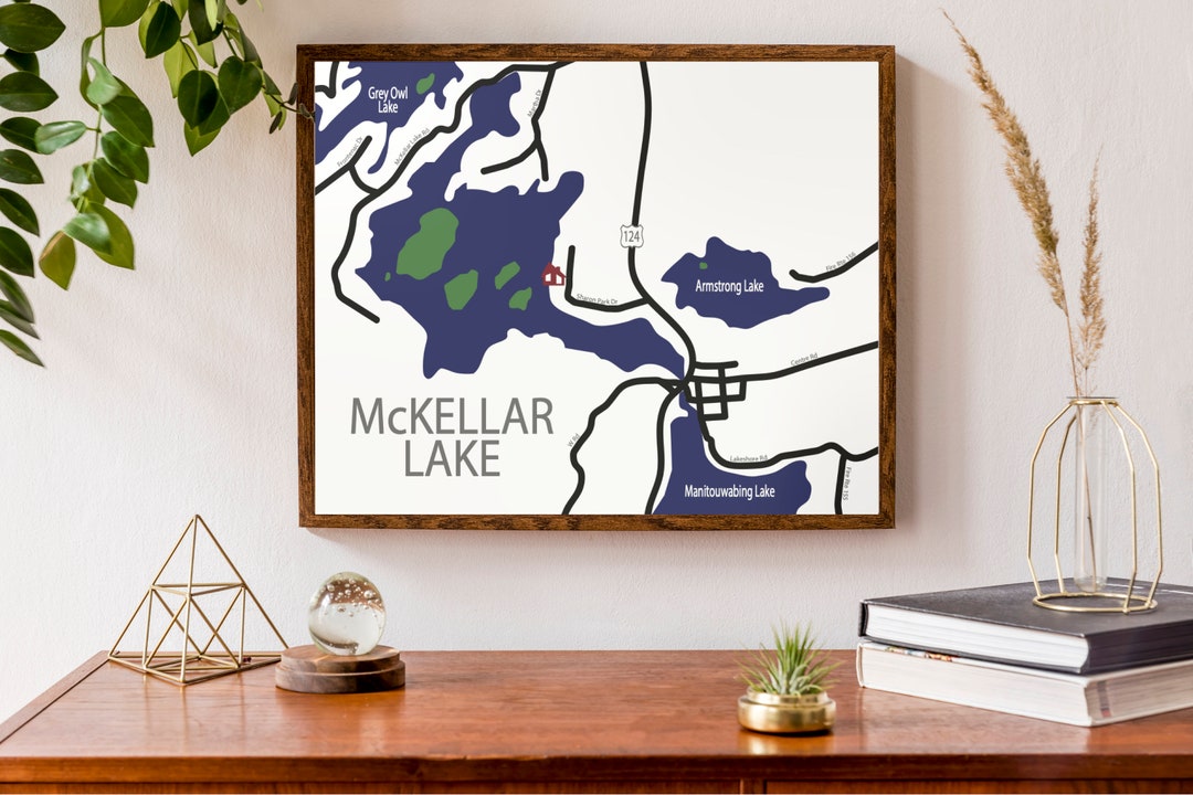 Typographic Map of Mckellar Lake Ontario Canada Parry Etsy