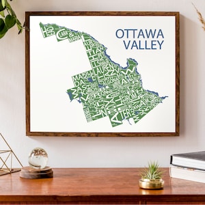 Typografische kaart van Renfrew County | Ottawa Valley Kaart | Algonquin Park Kaart | Ontario County Kaart | Aangepaste kaart Poster | Gepersonaliseerde kaartkunst
