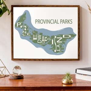 Carte typographique des parcs provinciaux de l’Île-du-Prince-Édouard | Carte des parcs de l’Île-du-Prince-Édouard | Camping | Randonnée | Affiche de carte personnalisée | Art personnalisé de carte