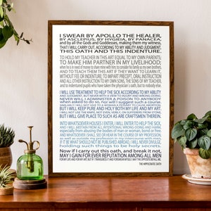 Modern Hippocratic Oath Print Doctor Oath Print Perfect Doctor Gift Medical School Graduation Gift Custom Poster Personalized Art image 1