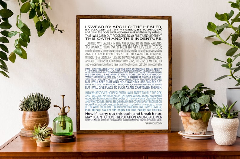 Modern Hippocratic Oath Print Doctor Oath Print Perfect Doctor Gift Medical School Graduation Gift Custom Poster Personalized Art image 1