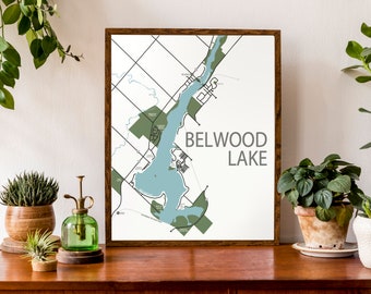 Typographic Map of Belwood Lake in Ontario | Centre Wellington Map | Wellington County Art Print | Custom Map Poster | Personalized Art