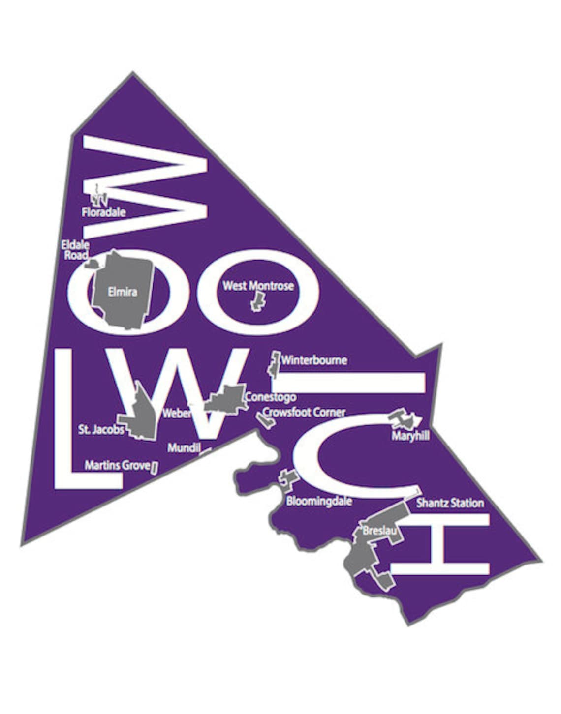 Typographic Map of Wellesley Township Region of Waterloo Etsy