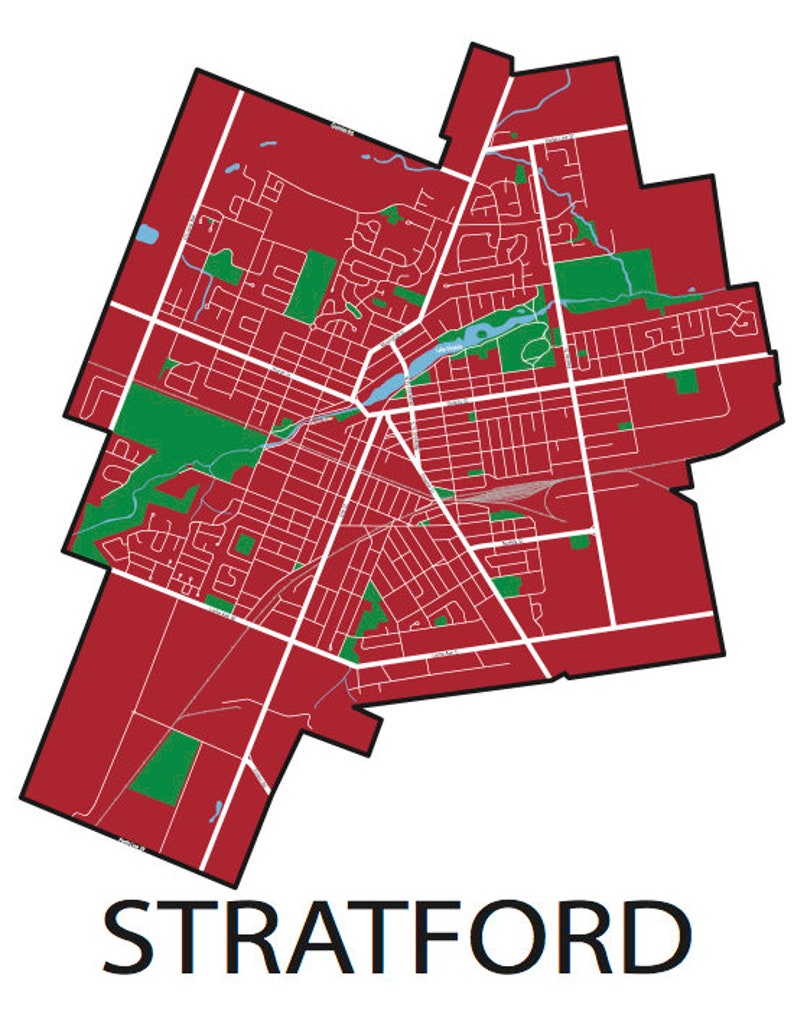 Typographic Map of Stratford Street Level Stratford Map | Etsy