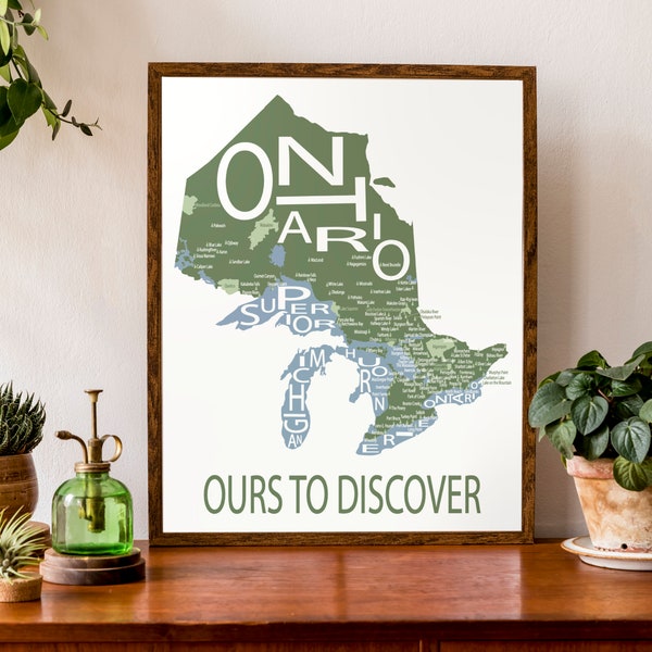 Typographic Map of Provincial Parks in Ontario  | Ontario Parks Map | Camping Map | Canada Map | Custom Map Poster | Personalized Map Print