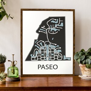 Carte typographique de Paseo, Fort Myers, Floride | | du comté de Lee Carte de la ville d’accueil | | des cartes des États-Unis | d’affiche de carte personnalisée Impression de carte personnalisée