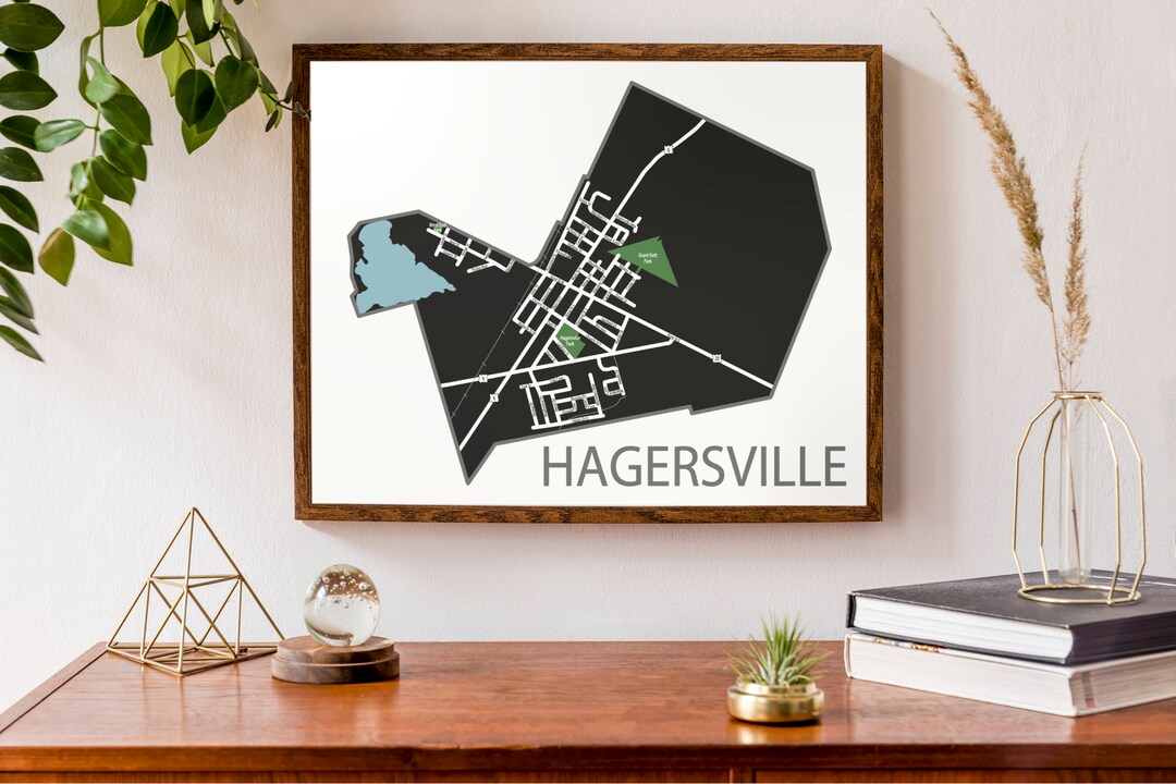 Typographic Map of Hagersville, Ontario Haldimand County City Map Print