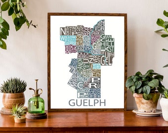 Typographic Map of Guelph, Ontario