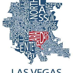 Typographic Map of Las Vegas, Nevada Neighborhood Map City Map Print USA Map Poster Custom Map Poster Personalized Map Art image 7