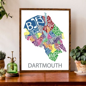 Carte typographique de Dartmouth, Nouvelle-Écosse | Plan de la ville | affiche de quartier | Carte des Maritimes | Poster de carte personnalisée | Impression de carte personnalisée