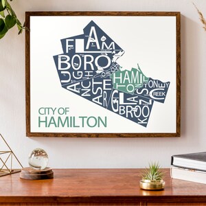 Carte typographique de Hamilton | Hamilton Wentworth Carte | Carte de la ville Imprimer | Ancaster, Dundas, Flamborough, Glanbrook & Stoney Creek Carte | Coutume