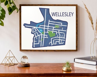 Typographic Map of Wellesley | Ontario Map Art | City Map Print | Canadian Map | Custom Map Poster | Personalized Map Print