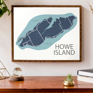 Carte typographique de l’île Howe, Ontario, Canada | | des Mille-Îles | de Kingston carte canadienne | | d’impression de carte personnalisée Art cartographique personnalisé