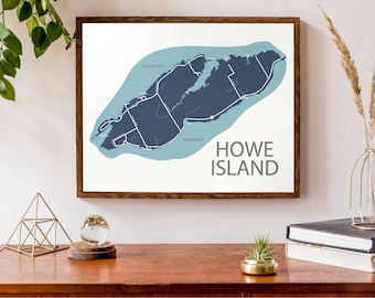 Carte typographique de l’île Howe, Ontario, Canada | | des Mille-Îles | de Kingston carte canadienne | | d’impression de carte personnalisée Art cartographique personnalisé