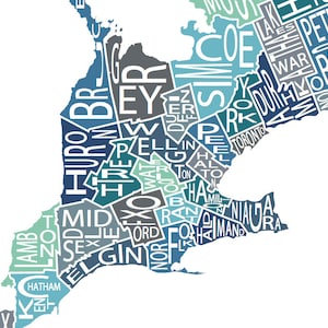 Typographic Map of Ontario 49 Municipalities Map Provincial Map Canadian Map Custom Map Poster Personalized Map Print image 3