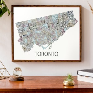 Carte typographique de Toronto,Ontario | Carte de la ville Imprimer | Carte de quartier Art | carte canadienne | | d’affiche de carte personnalisée Art cartographique personnalisé